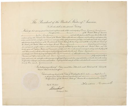 Lot #309 Theodore Roosevelt Signed Document - Image 1