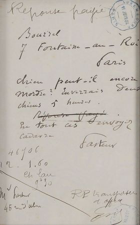 Lot #510 Louis Pasteur: Beginning his study of rabies: ?Can the dog still bite?? - Image 2