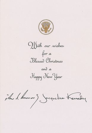 Lot #67 John and Jacqueline Kennedy 1963 Christmas Card: Rare 1963 White House Christmas card, signed less than 48 hours before leaving for Dallas - Image 4
