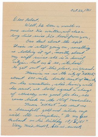 Lot #153 Lee Harvey Oswald: Awaiting visas to return to America, Oswald writes from Russia, “On Nov. 7-8 the big revolution day holidays will come off. They’ll be a lot of red flag waving and firworks like on the 4th of July in the States” - Image 1