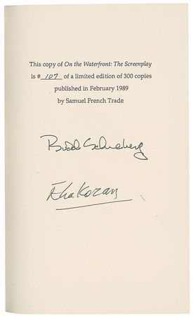 Lot #1430 On the Waterfront: Kazan and Schulberg Book - Image 1