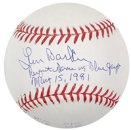 Lot #1579 Len Barker Baseball - Image 1