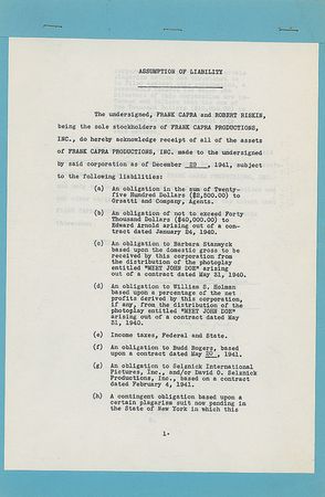 Lot #1319 Frank Capra Signed Document - Image 1