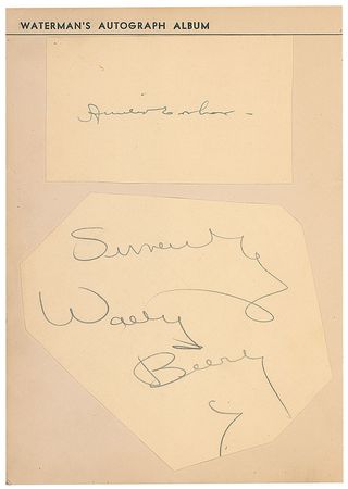 Lot #1286 Waterman?s Autograph Book: Desirable Waterman?s album with Grant, Tracy, Karloff, and Earhart - Image 1