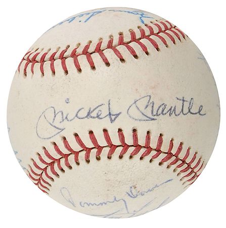 Lot #1709 Mickey Mantle and Old-Timers Baseball - Image 1