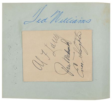 Lot #1525 Baseball Hall of Famers: Late-1940s autograph book featuring Cobb, DiMaggio, Musial, and Williams - Image 4