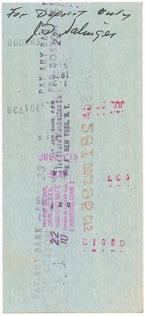 Lot #877 J. D. Salinger Check - Image 1