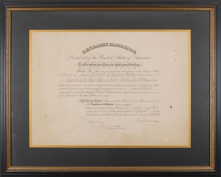 Lot #301 Benjamin Harrison Signed Document - Image 1