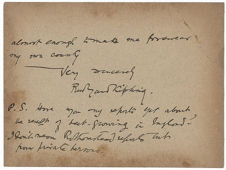 Lot #853 Rudyard Kipling: ?As a Sussex man I consort with the solid square red Sussex beef cow that gives practically no milk? - Image 2