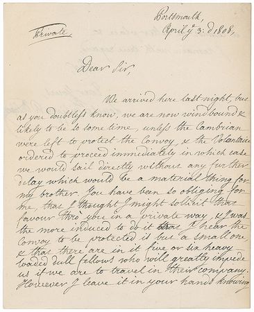 Lot #491 King Louis-Philippe: “I hear the convoy to be protected is but a small one & that there are in it 5 or 6 heavy loaded dull fellows who will greatly impede us” - Image 1