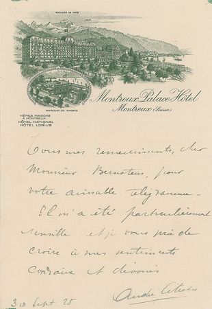 Lot #422 Andre Citroen Handwritten Letter Signed - Image 1
