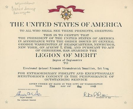 Lot #347 Harry S. Truman: Conferring the Legion of Merit on a Soviet colonel - Image 2