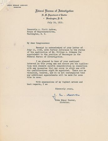 Lot #589 J. Edgar Hoover Letters - Image 2