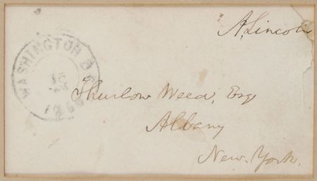 Lot #279 Abraham Lincoln: Rare franked correspondence to a prominent supporter who later came out against the Emancipation Proclamation - Image 1