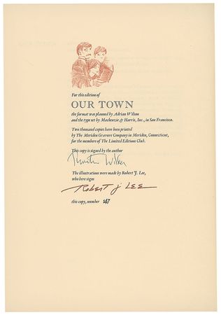 Lot #969 Thornton Wilder: Presentation copy of Our Town - Image 1