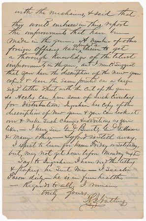 Lot #459 Richard Gatling: The legendary firearms inventor pitches his newly improved gun at the historic Centennial Exposition of 1876: ?I explained the gun fully to them & they expressed themselves as highly pleased with the mechanics? - Image 2