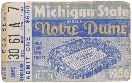 Lot #14 John F. Kennedy and Adlai E. Stevenson Signed Ticket: Kennedy takes in the Irish–Spartans football game in South Bend - Image 2