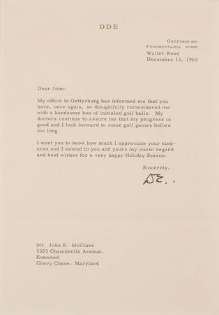 Lot #355 Dwight D. Eisenhower: Ike looks forward to hitting the links after his hospital stay - Image 2