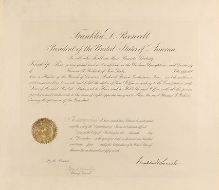 Lot #341 Franklin D. Roosevelt: Appointing a director to the newly-formed Federal Prison Industries - Image 1