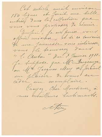 Lot #728 Clement Ader Handwritten Letter Signed - Image 2