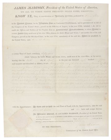 Lot #259 James Madison Signed Document - Image 1