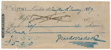 Lot #835. Charles Dickens Check