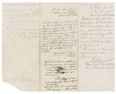 Lot #282 Abraham Lincoln: On a hectic day of domestic and international business at the White House, Lincoln discharges a soldier to become a clerk - Image 1