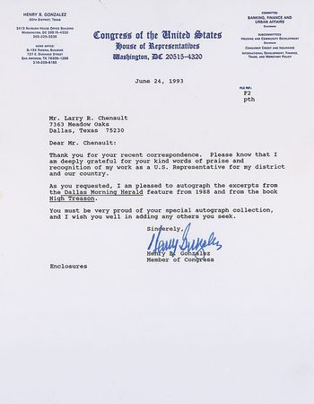 Lot #134 Kennedy Assassination: Henry Gonzalez Firsthand Account and Typed Letter Signed - Image 2