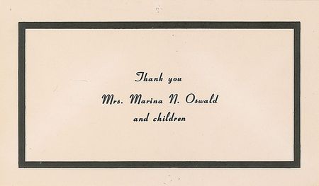 Lot #167 Marina Oswald Mourning Card - Image 1