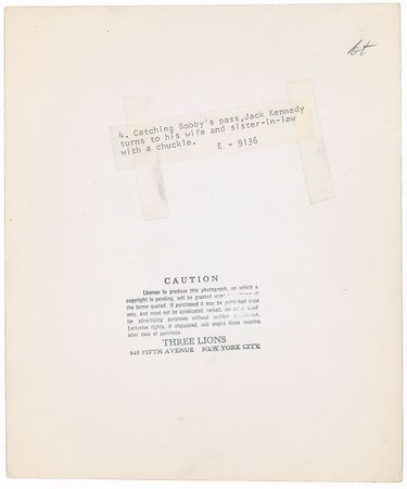 Lot #17 John Kennedy Catching Bobby’s Pass Photograph - Image 2