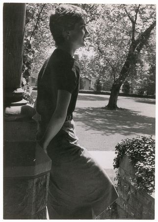 Lot #35 Jacqueline Kennedy on the Campus of Georgetown University Photograph - Image 1