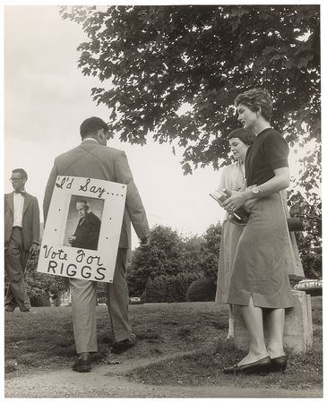 Lot #45 Jacqueline Kennedy Watching a Student Office Candidate on Campus - Image 1