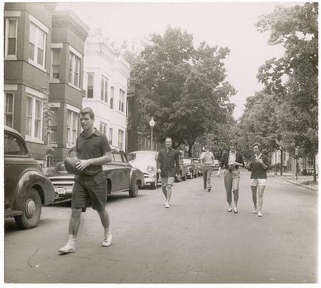 Lot #49 The Kennedys on Their Way to the Park to Play Football Photograph - Image 1