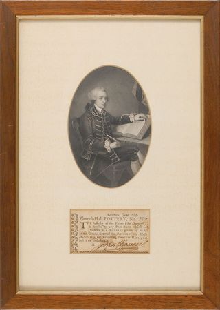 Lot #469 John Hancock: Incredibly scarce 1765 Massachusetts lottery ticket used to fund the reconstruction of Faneuil Hall - Image 1
