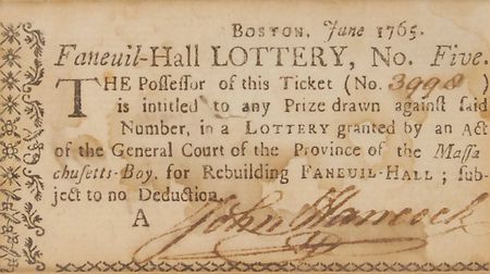 Lot #469 John Hancock: Incredibly scarce 1765 Massachusetts lottery ticket used to fund the reconstruction of Faneuil Hall - Image 2