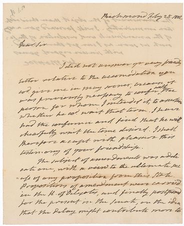 Lot #263 James Monroe Handwritten Letter Signed - Image 1