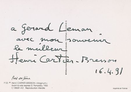 Lot #744 Henri Cartier-Bresson Postcard - Image 1