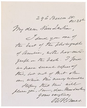 Lot #760 Oliver Wendell Holmes, Sr Handwritten Letter Signed - Image 1