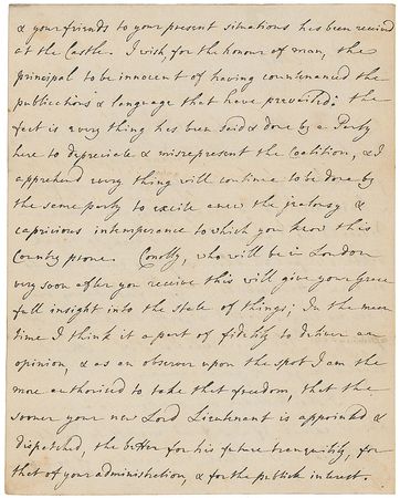 Lot #485 John Burgoyne: Congratulating the controversial new prime minister: “The fact is every thing has been said & done by a Party here to deprecate & misrepresent the Coalition” - Image 2