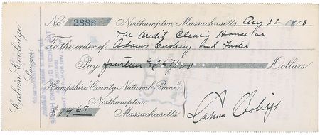 Lot #71 Calvin Coolidge Check - Image 1