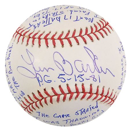Lot #1443 Len Barker Baseball - Image 1