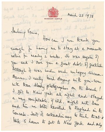 Lot #331 Princess Margaret Handwritten Letter Signed - Image 1