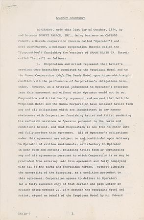 Lot #1209 Sammy Davis, Jr Signed Document - Image 1