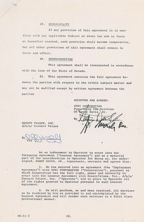 Lot #1209 Sammy Davis, Jr Signed Document - Image 2