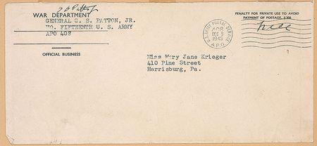 Lot #475 George S. Patton: One of General Patton's four final letters postmarked the day of his tragic accident - Image 3