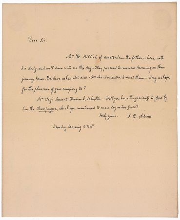 Lot #12 John Quincy Adams: Adams invites a