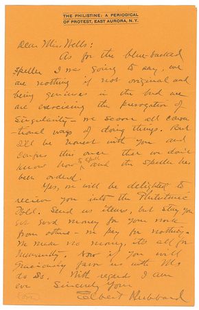 Lot #762 Elbert Hubbard Handwritten Letter Signed - Image 1