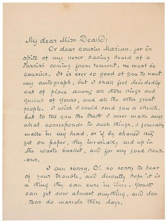 Lot #695 Maxfield Parrish: Parrish politely declines sending a sketch as ?they invariably end up in the waste basket, and for very good reasons? - Image 1