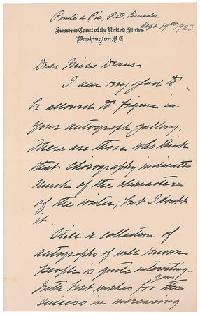 Lot #64 William H. Taft: ?There are those who think that chorography indicates much of the character of the writer; but I doubt it? - Image 1