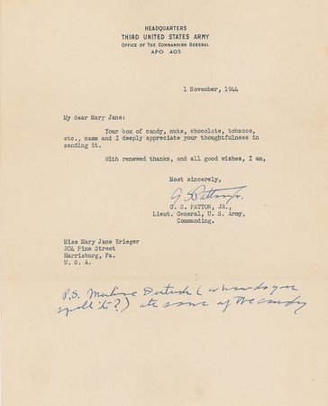 Lot #477 George S. Patton: Welcoming Hollywood to the front lines: 